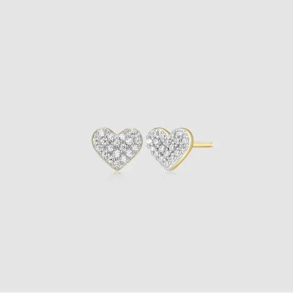 Gold Plated Sterling Silver Heart Lab Grown Diamond Earrings Image 2 Victoria Jewellers REGINA, SK