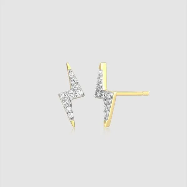 Gold Plated Sterling Silver Lightening Bolt Lab Grown Diamond Earrings Victoria Jewellers REGINA, SK