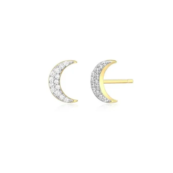 Gold Plated Silver Crescent Moon Lab Grown Diamond Earrings Victoria Jewellers REGINA, SK