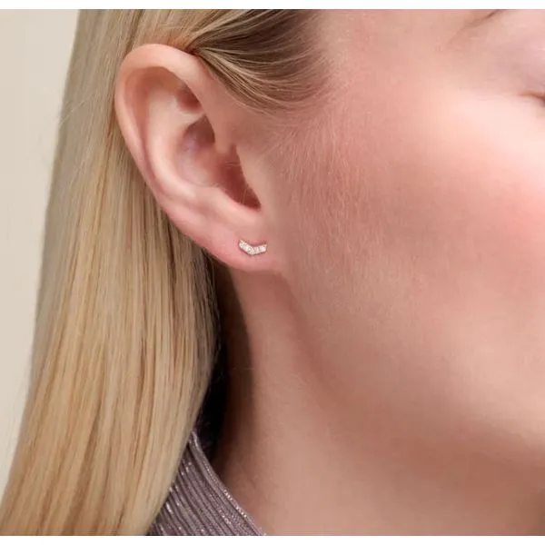 Gold Plated Sterling Silver Chevron Lab Grown Diamond Earrings Image 2 Victoria Jewellers REGINA, SK