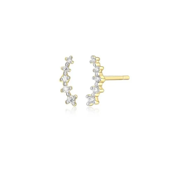 Gold Plated Silver Ear Crawler Earring set with Lab Grown Diamonds Victoria Jewellers REGINA, SK