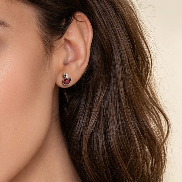 Sterling Silver Garnet Earrings Image 2 Victoria Jewellers REGINA, SK