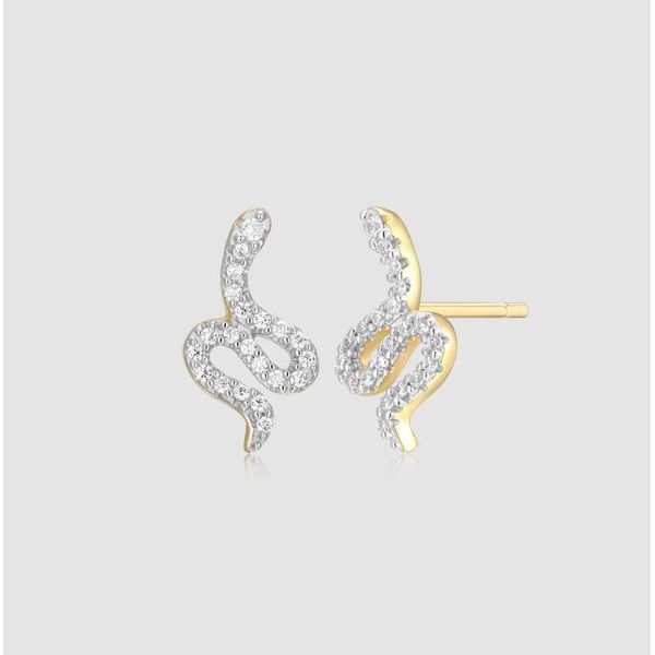 Gold Plated Snake Lab Grown Diamond Earrings Victoria Jewellers REGINA, SK