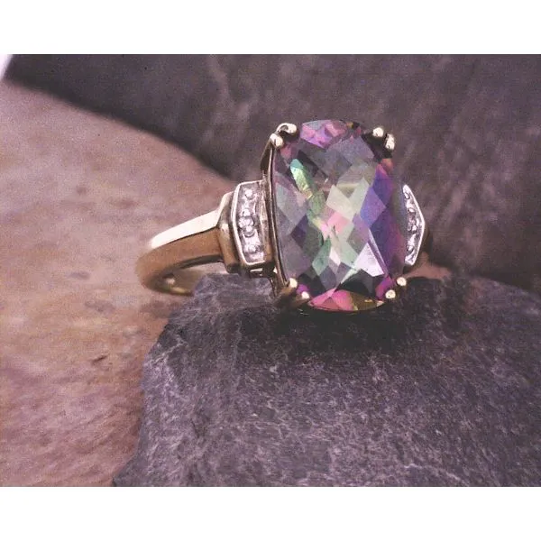 Yellow Gold Mystic Topaz and Diamond Ring Vulcan's Forge LLC KANSAS CITY, MO