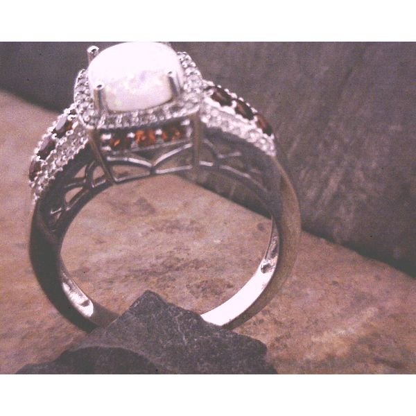 Opal, Diamond, & Garnet Ring Image 2 Vulcan's Forge LLC Kansas City, MO