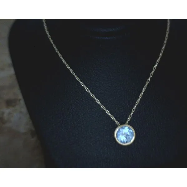 10ktyg Blue Topaz 5mm Necklace 18