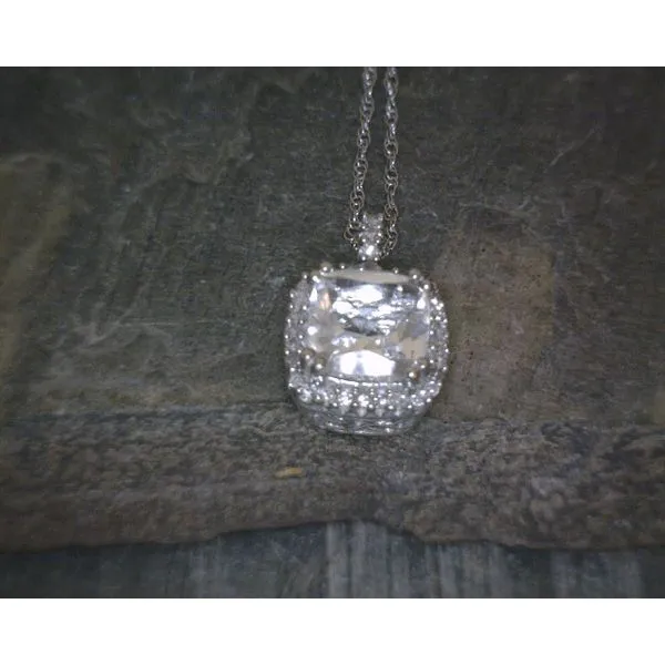 10KW Cushion White Topaz .1ctw Dia Necklace Vulcan's Forge LLC KANSAS CITY, MO