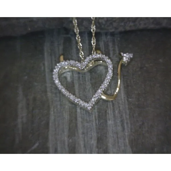 14K .5ctw Dia Heart w/ Horns & Tail Necklace 18