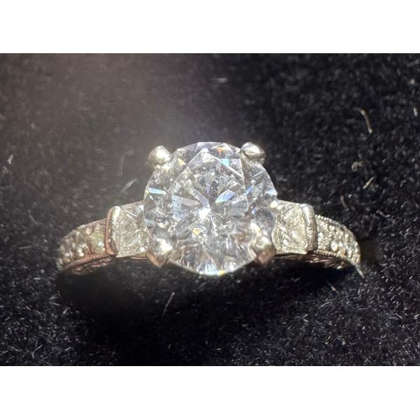 White Platinum Diamond Cut Wedding Engagement Ring Image 2 Vulcan's Forge LLC KANSAS CITY, MO