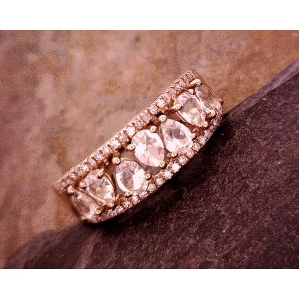 10K Rose Gold W/ White Topaz Pear Cut & Diamond Ring Vulcan's Forge LLC KANSAS CITY, MO