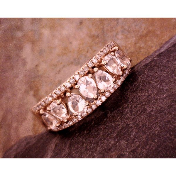 10K Rose Gold W/ White Topaz Pear Cut & Diamond Ring Vulcan's Forge LLC Kansas City, MO