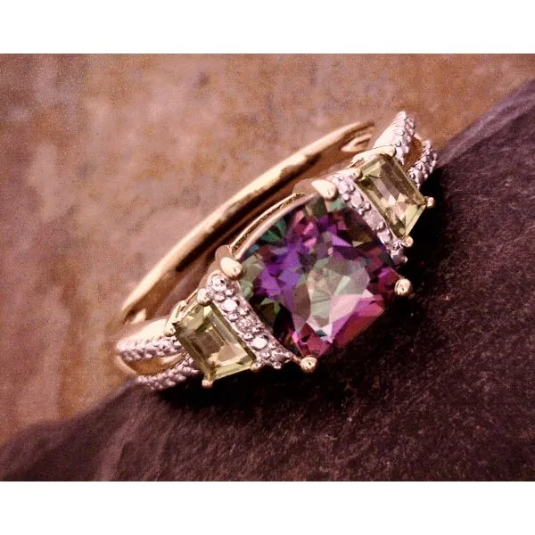 Mystic Topaz, Peridot and Diamond Ring Vulcan's Forge LLC KANSAS CITY, MO