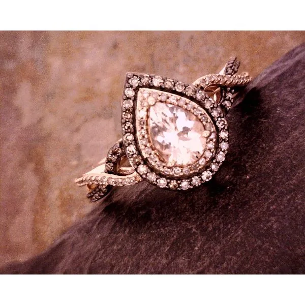 Morganite and Diamonds Rhodium Plated Setting Ring Vulcan's Forge LLC KANSAS CITY, MO