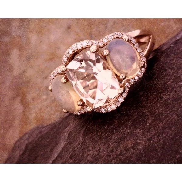 Morganite,WhiteTopaz and Diamonds Ring Vulcan's Forge LLC KANSAS CITY, MO