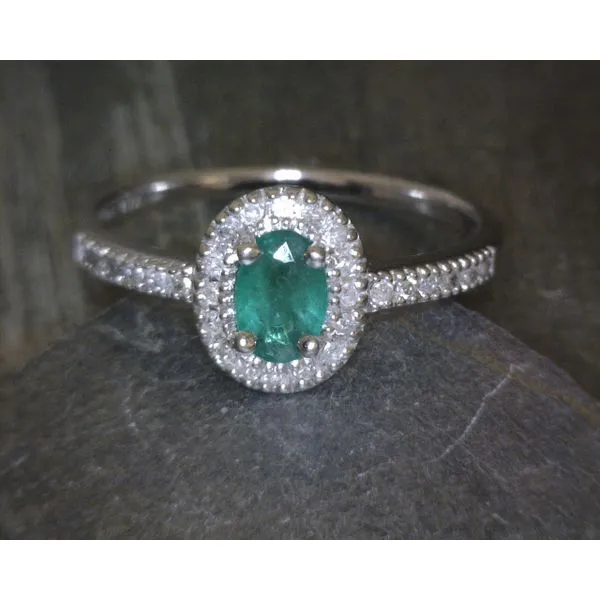 10KWG .40CTW Emerald W .13CTW Diamond Accent Vulcan's Forge LLC Kansas City, MO