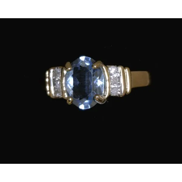 Oval Blue Topaz with Diamonds Vulcan's Forge LLC KANSAS CITY, MO