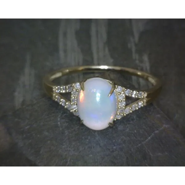 10ktyg Opal w 0.10ctw DIamond Ring Size 7 Vulcan's Forge LLC Kansas City, MO