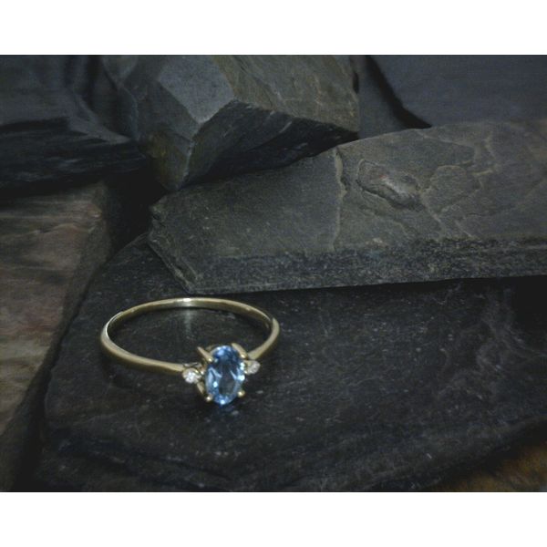 14ktyg Diamond & Blue Topaz Birthstone Ring Size 6 Vulcan's Forge LLC Kansas City, MO