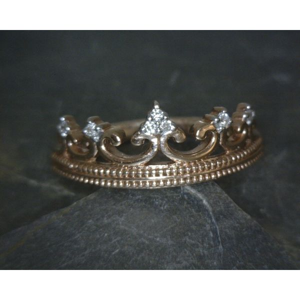 Rose Gold Princess Crown Ring with Diamonds Image 2 Vulcan's Forge LLC KANSAS CITY, MO