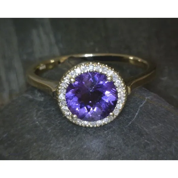 10KYG Checkerboard Ct Amethyst W .08CTW Dia Halo Vulcan's Forge LLC KANSAS CITY, MO