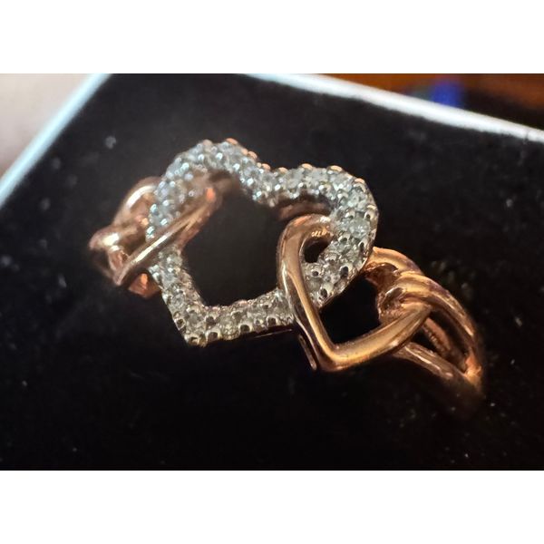 Diamond Interlocking Heart Ring in Rose Gold - 10KRG 0.05Ctw Image 4 Vulcan's Forge LLC KANSAS CITY, MO
