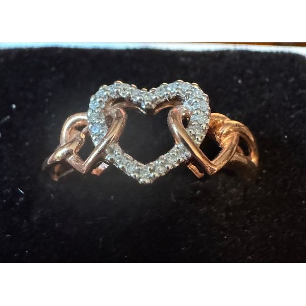 Diamond Interlocking Heart Ring in Rose Gold - 10KRG 0.05Ctw Image 5 Vulcan's Forge LLC KANSAS CITY, MO