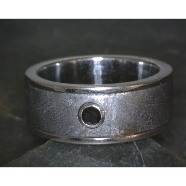 Meteorite Ring w/Black Diamond 8 mm Band Vulcan's Forge LLC Kansas City, MO