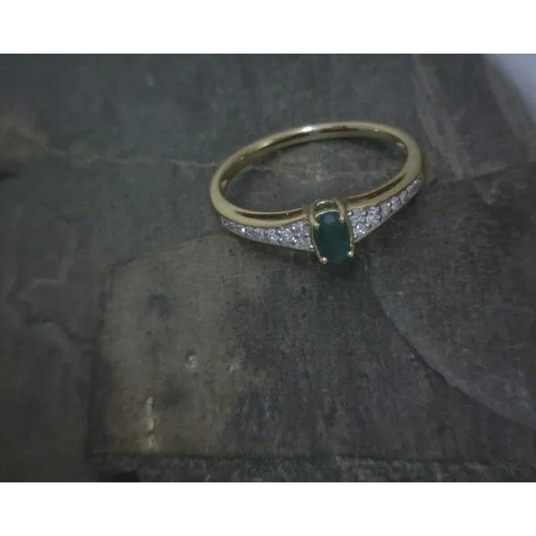 10Kt Yellow Gold Round Emerald W/ Diamond Accents Ring Vulcan's Forge LLC KANSAS CITY, MO