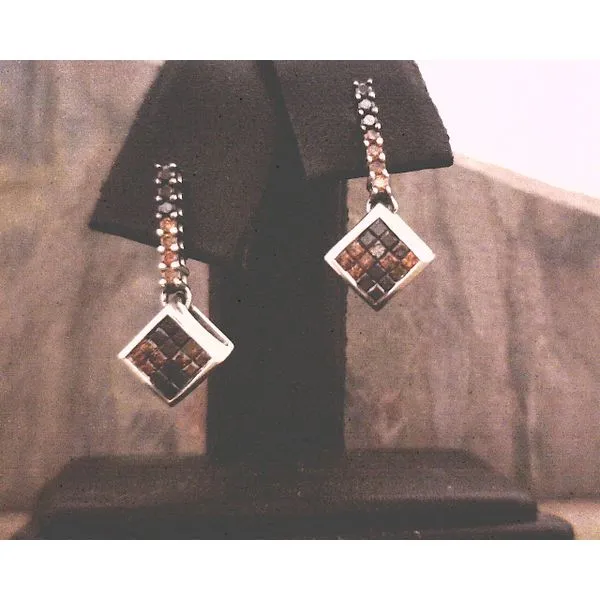14kt WG Yellow and Black Diamonds Deco Style  Drop Stud Vulcan's Forge LLC KANSAS CITY, MO