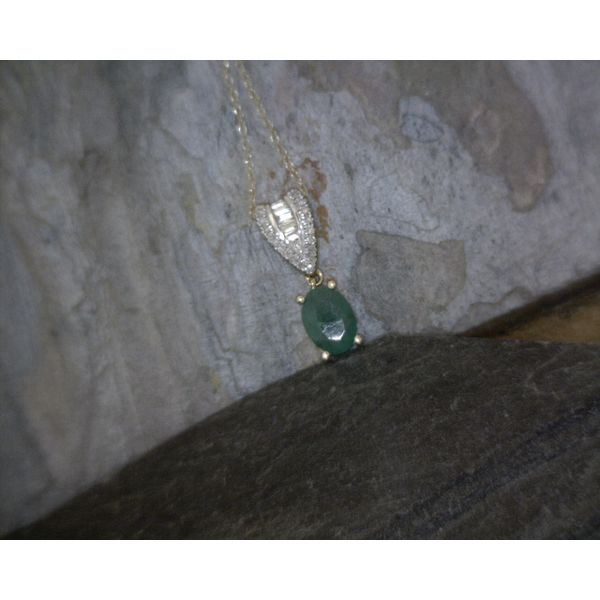 14kt yg Emerald Pendant with Diamond Accents Vulcan's Forge LLC Kansas City, MO