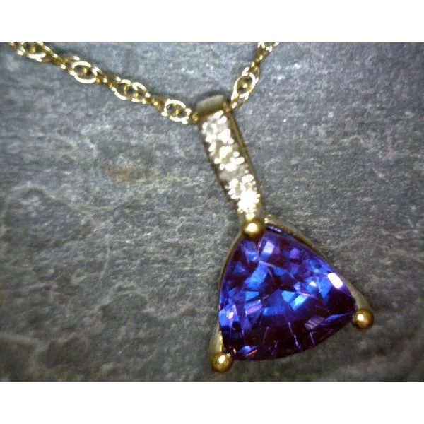 14K Yellow Gold Trillion Cut Lab Alexandrite Pendant Vulcan's Forge LLC KANSAS CITY, MO
