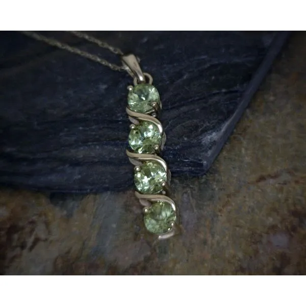 10K Yellow Gold Peridot 4 Stone Drop Pendant Vulcan's Forge LLC Kansas City, MO