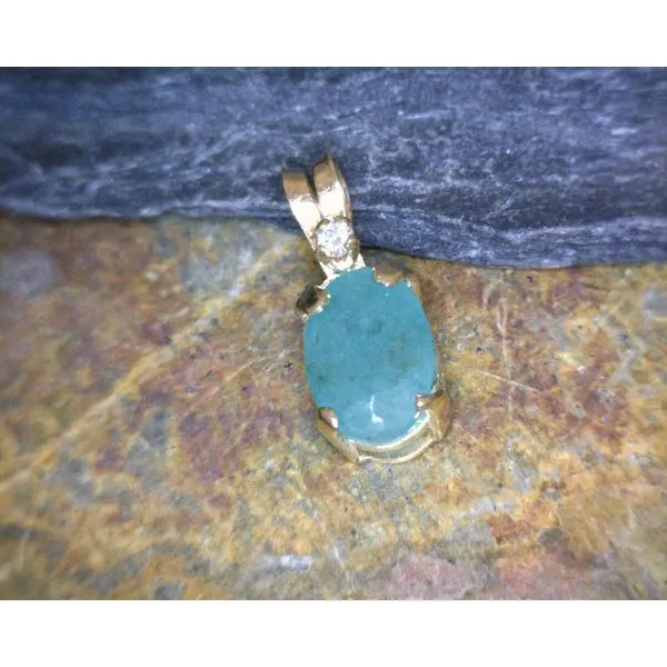 14ktyg Diamond & Emerald Birthstone Pendant Vulcan's Forge LLC Kansas City, MO