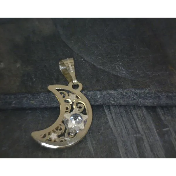 14Kt Yellow Gold Moon W Cubic Zirconium Pendant Vulcan's Forge LLC KANSAS CITY, MO