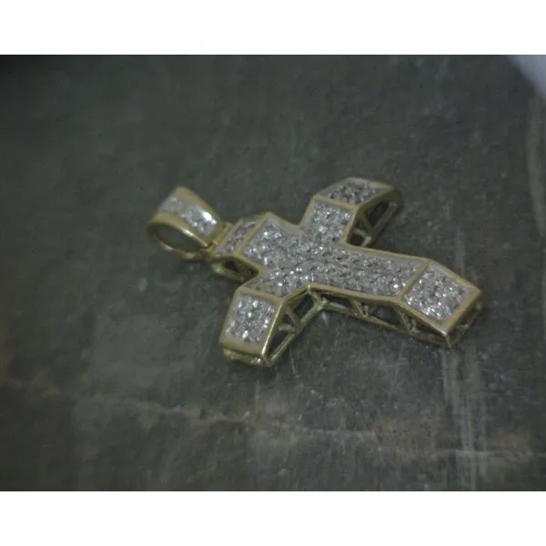 10KTYG Cross Pendant W Diamond Accents Pendant Vulcan's Forge LLC Kansas City, MO