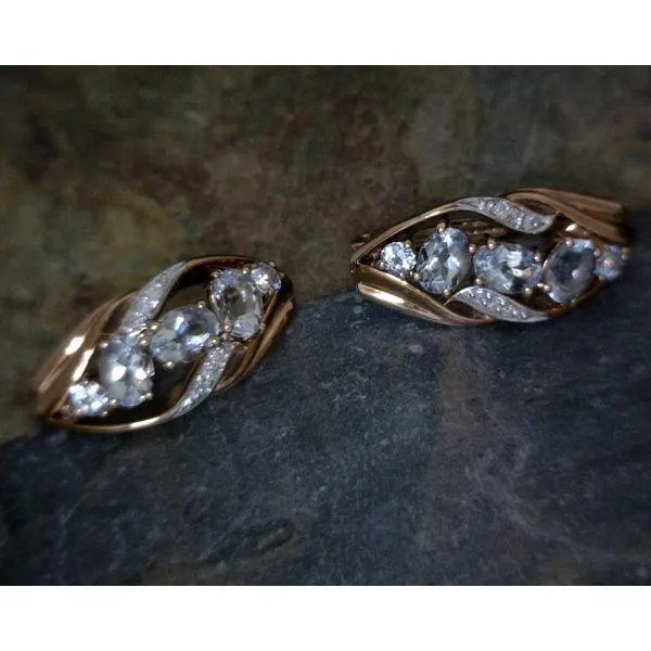 10K Rose Gold Diamond and Aquamarine Earrings Vulcan's Forge LLC Kansas City, MO