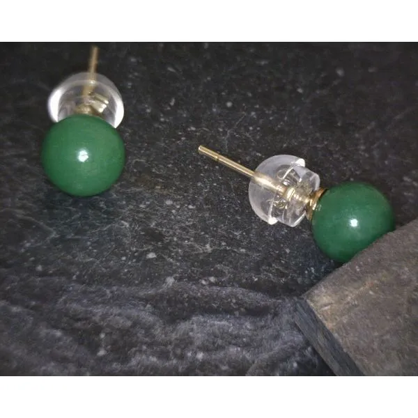 14ktyg Jade Stud Earrings Vulcan's Forge LLC KANSAS CITY, MO
