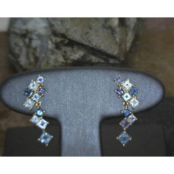 10kt Yellow Gold Multicolor Blue Topaz Earrings Vulcan's Forge LLC Kansas City, MO