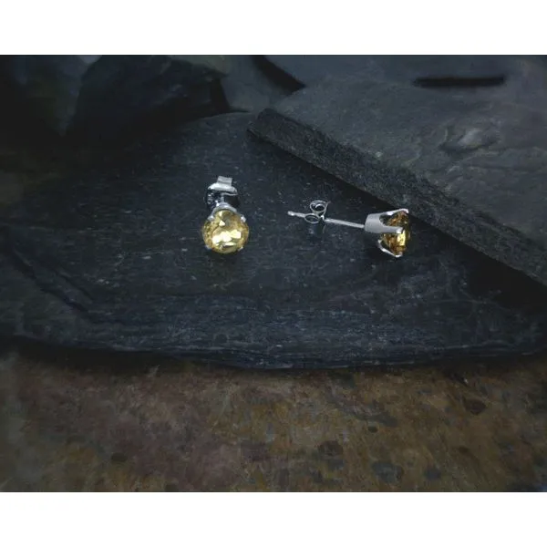 14ktwg 5mm Citrine Stud Earrings Vulcan's Forge LLC KANSAS CITY, MO