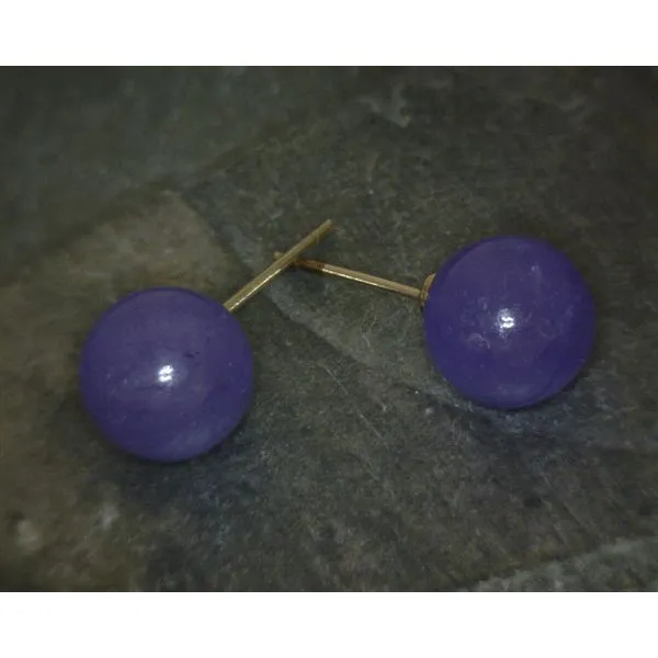 14kyg Purple Jade Ball Stud Earrings Vulcan's Forge LLC KANSAS CITY, MO