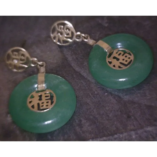 14kyg Round Jade Good Luck Earring Vulcan's Forge LLC Kansas City, MO