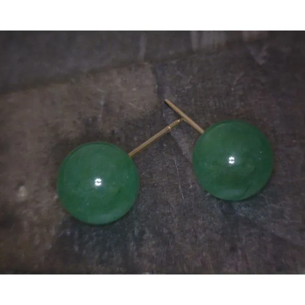 14kyg Jade Round Stud Earrings Vulcan's Forge LLC KANSAS CITY, MO