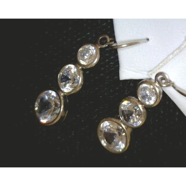 14KT White Gold  3 Stone Cz Drop Earrings Vulcan's Forge LLC KANSAS CITY, MO