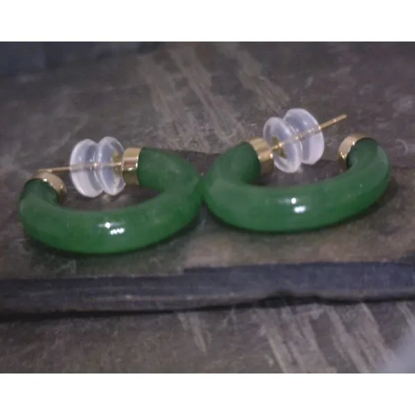 14KY Small Jade Hoop Earrings Vulcan's Forge LLC KANSAS CITY, MO
