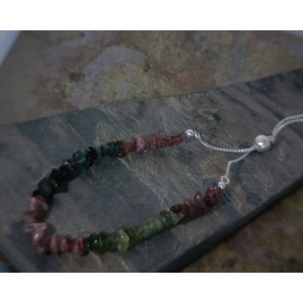 SS Mixed Color Raw Tourmaline Adjustable Bracelet Vulcan's Forge LLC Kansas City, MO