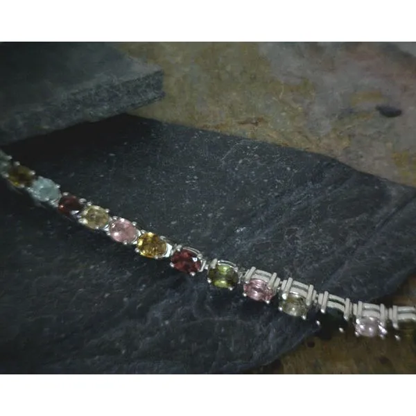Sterling Multi Tourmaline Tennis Bracelet 7