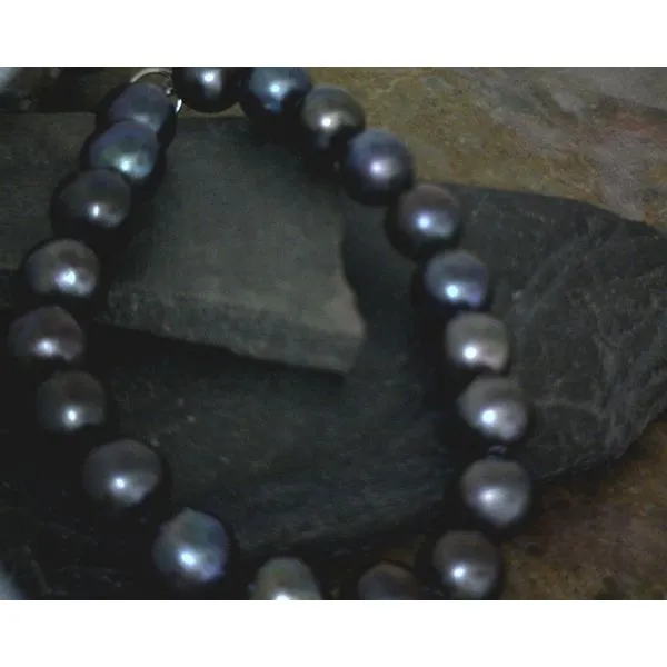 Sterling Clasped Black Pearl Bracelet 7