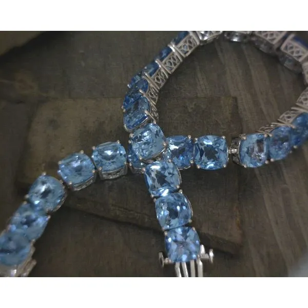 SS Cushion Blue Topaz Tennis Bracelet Vulcan's Forge LLC KANSAS CITY, MO
