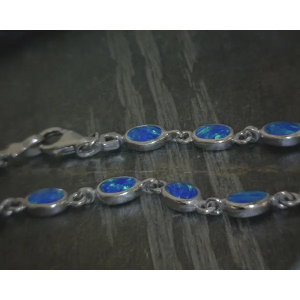 SS Oval Cab Blue Opal Tennis Bracelet Vulcan's Forge LLC KANSAS CITY, MO