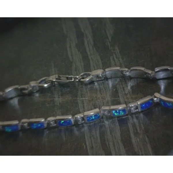 SS Rectangle l Cab Blue Opal Tennis Bracelet Vulcan's Forge LLC KANSAS CITY, MO
